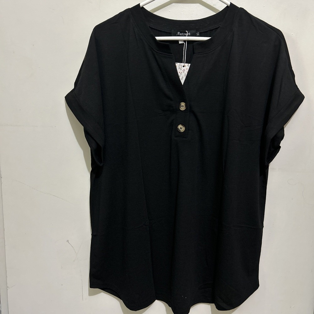 AUTOMET‎ Womens Tops Casual Basic T Shirts Loose Fit XL Black NWT